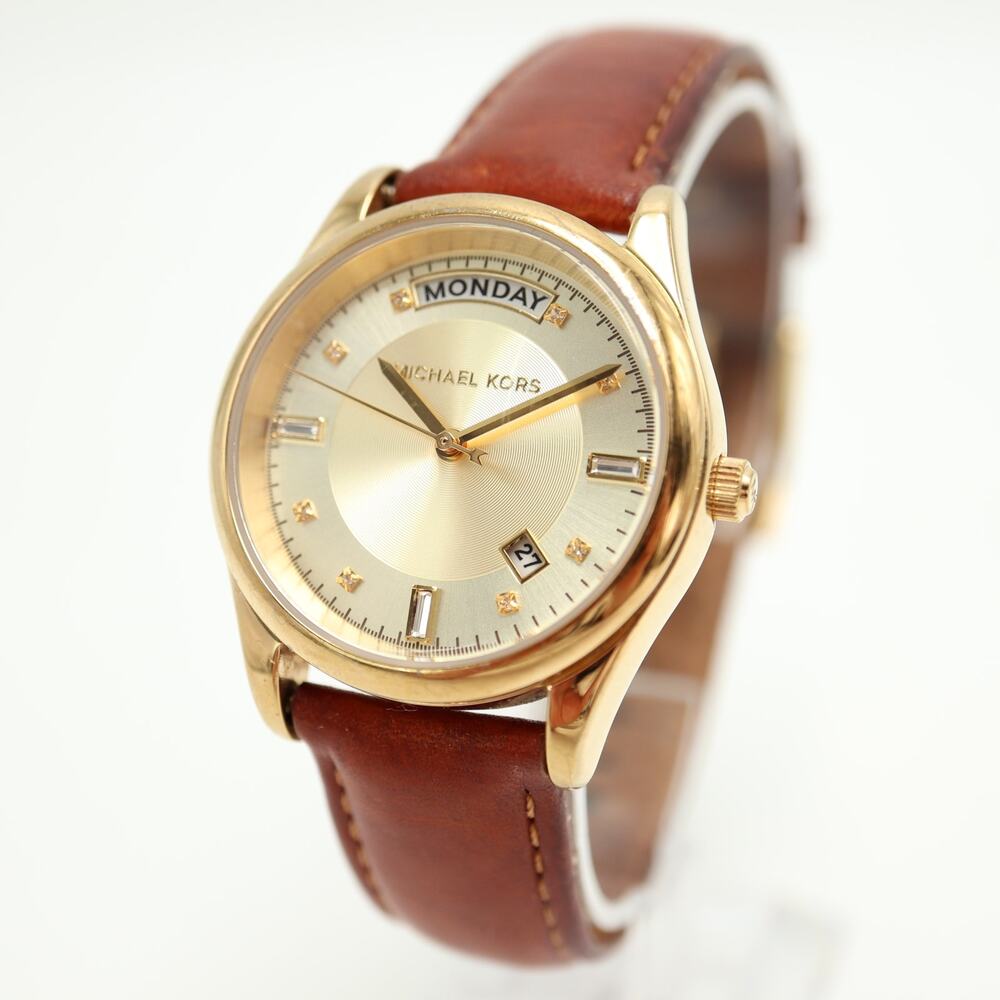 Michael Kors Colette Luggage Full Day 34mm Womens Watch MK2374 w New Battery